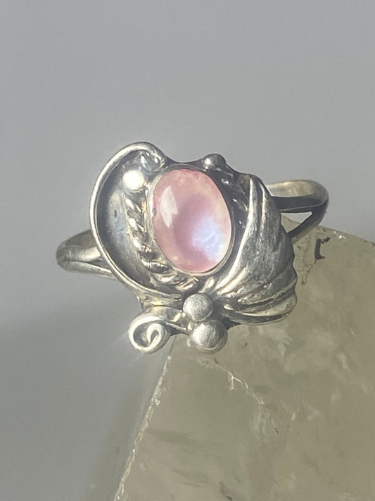 Mother of Pearl ring southwest pinky floral leaves blossom baby children women girls b