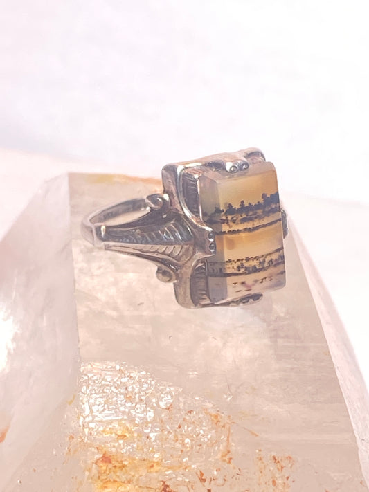 Agate ring size 5.25 Art Deco pinky sterling silver women