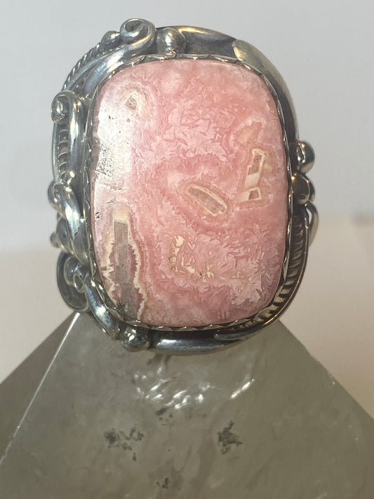 Rhodochrosite ring southwest sterling silver women men