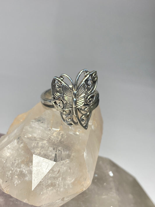 Butterfly Ring size 6.75 Butterflies Band sterling silver women