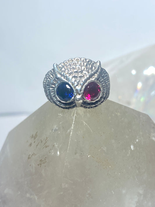 Owl ring bird band  sterling silver women girls
