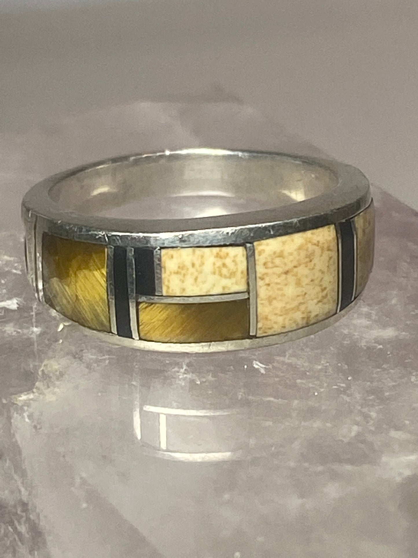Tiger eye ring southwest band pinky sterling silver women girls