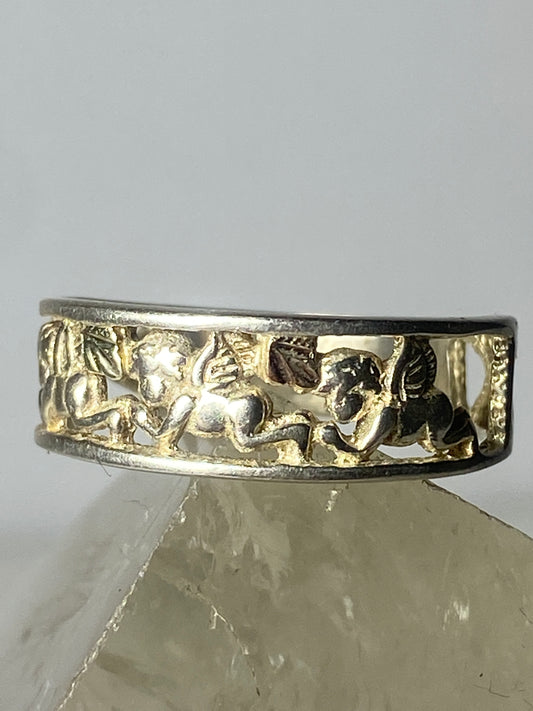 Cherub ring size 8.50 cupid Black Hills Gold sterling silver 12K women girls