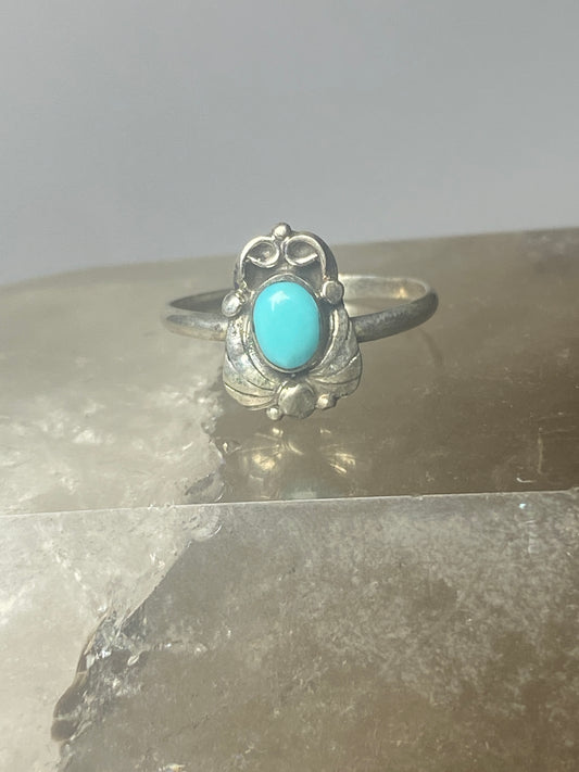 Turquoise ring size 3.75 leaves band southwest sterling silver women girls t