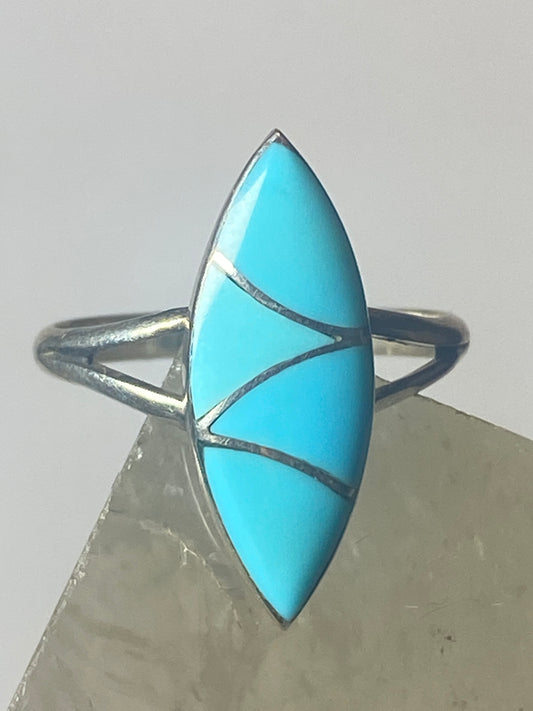 Long Turquoise Ring southwest pinky sterling silver women girls