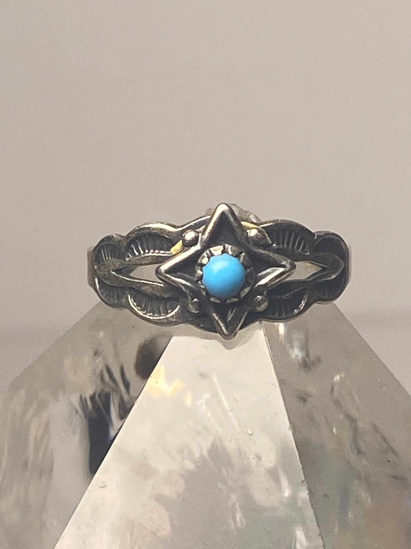 Turquoise ring Bell southwestern long sterling silver women girls baby band
