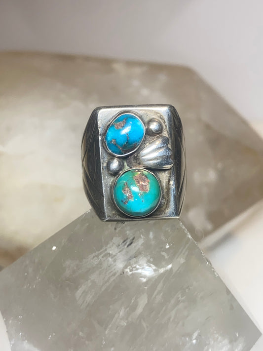 Turquoise ring size 8.75 Navajo band sterling silver women men