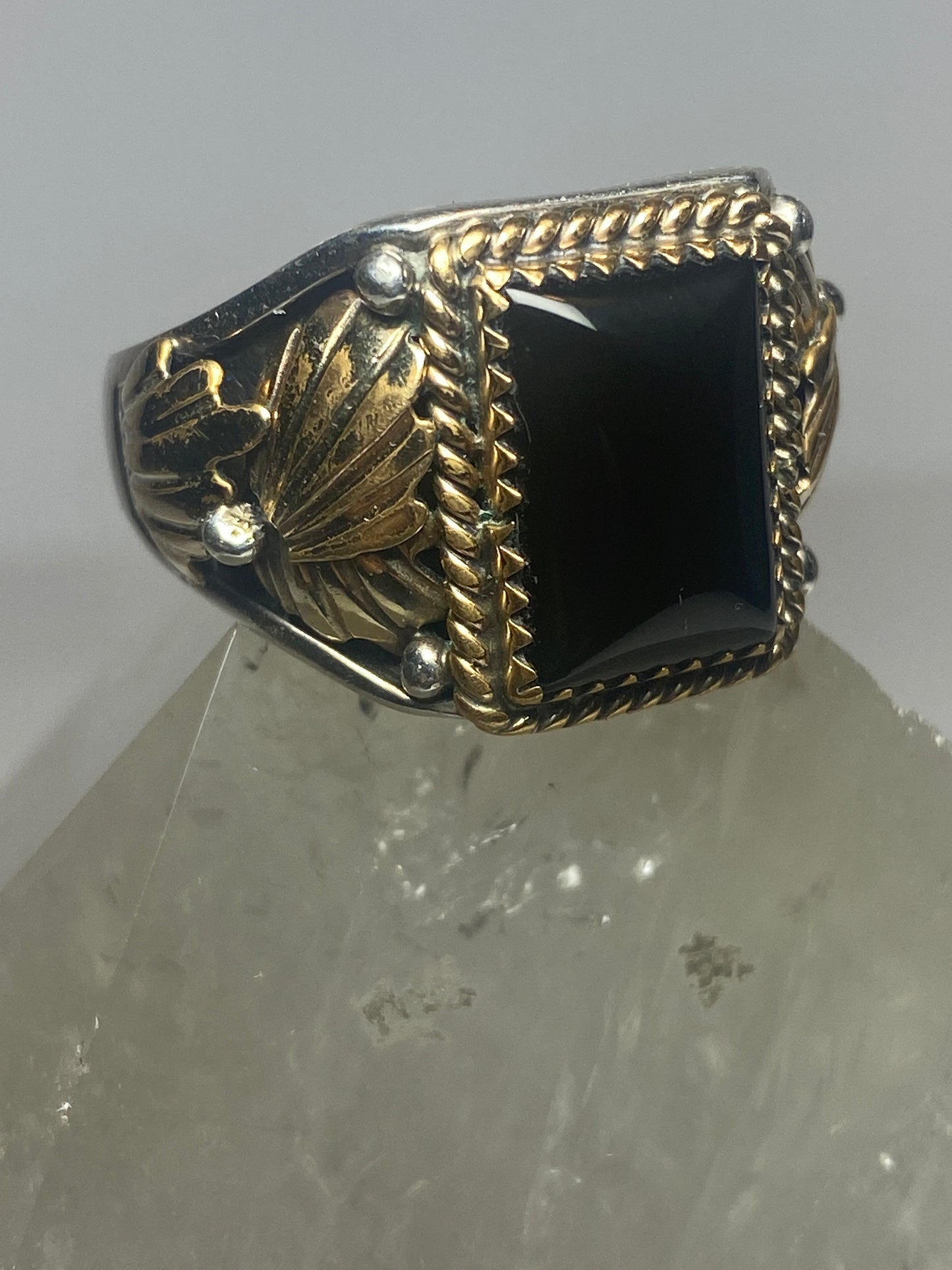 Onyx ring southwest Carolyn Pollack band sterling silver women men