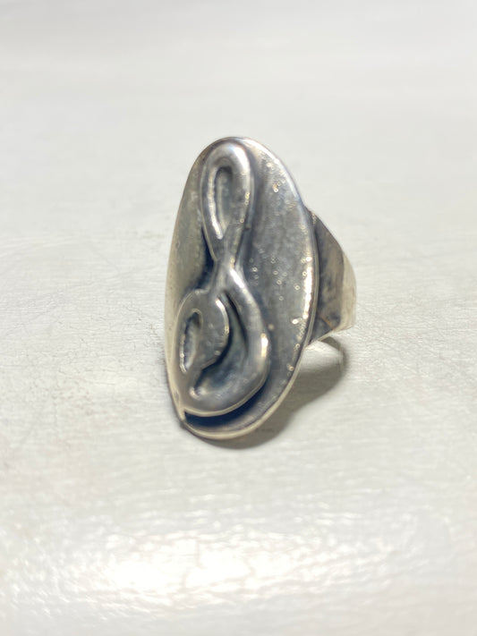 Clef ring size 5 music musician pinky knuckle band sterling silver women girls
