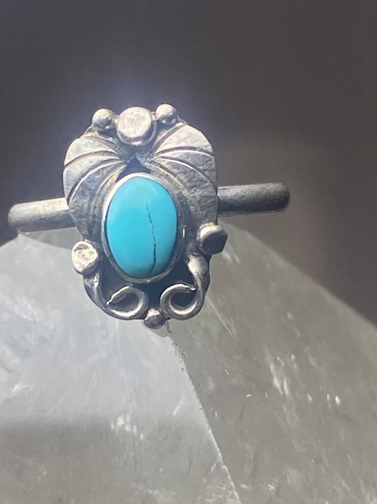Turquoise Ring petite point southwest pinky sterling silver women girl ee