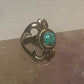 Turquoise ring Navajo sandcast southwest sterling silver pinky women girls