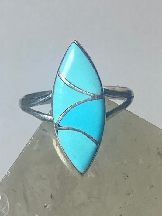 Long Turquoise Ring southwest pinky sterling silver women girl