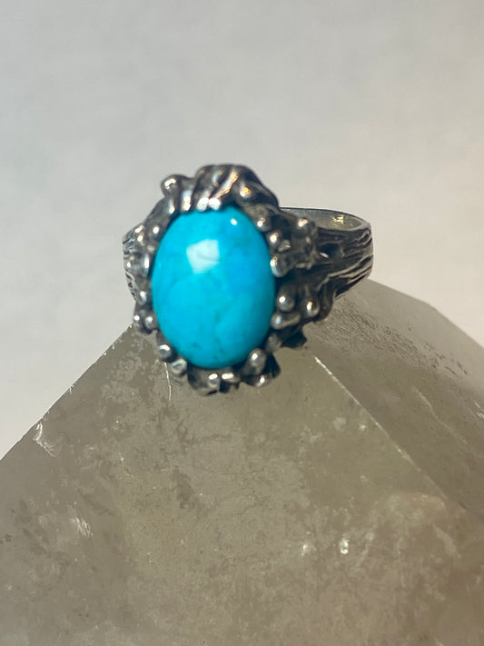 Turquoise ring brutalist southwest sterling silver women