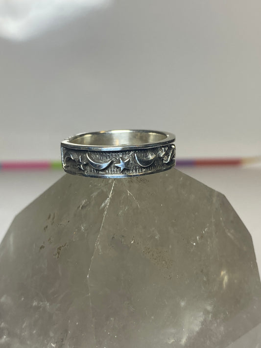 Celestial ring size 9.25 moons band stars sterling silver women girls