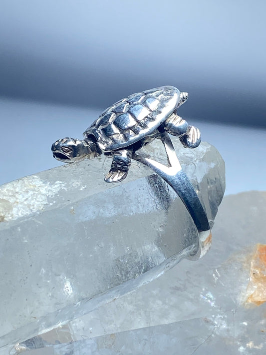 Turtle ring Moving articulated band sterling silver women girls