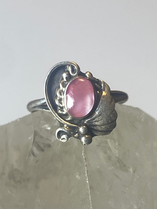 Mother of pearl Ring leaf southwest pinky sterling silver women girl e
