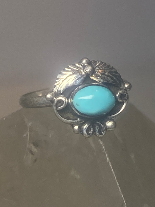 Turquoise ring southwest pinky floral leaves blossom baby children women girls k
