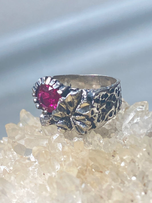 Flower ring size 4.75 floral cocktail pinky band silver women girls