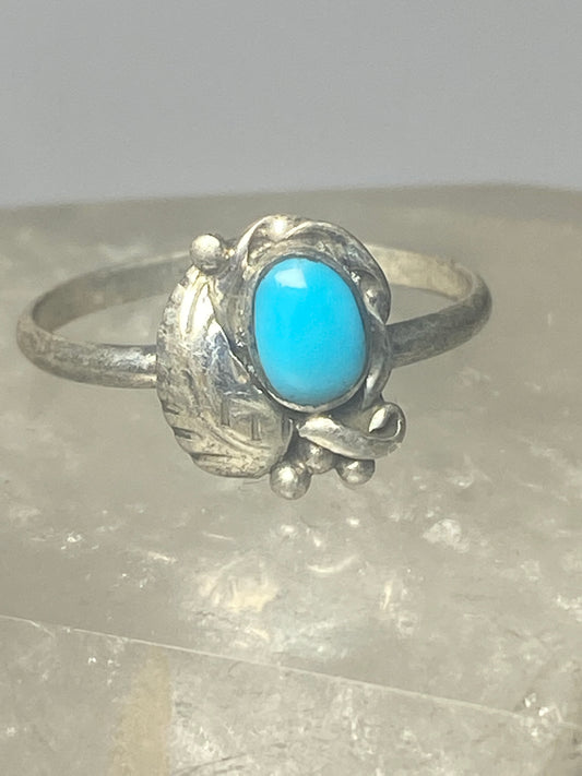 Turquoise ring leaves band southwest sterling silver women girls p