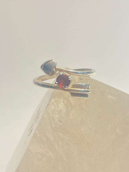 Heart ring garnet love arrow heart sterling silver women girls
