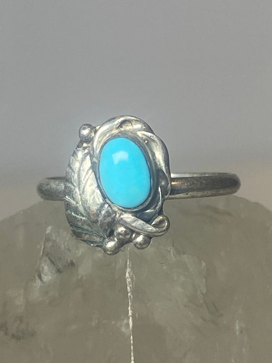 Turquoise ring southwest pinky floral leaves blossom baby children women girls g