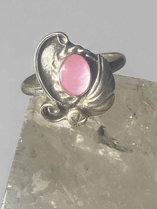 MMother of Pearl ring southwest pinky floral leaves blossom baby children women girls h