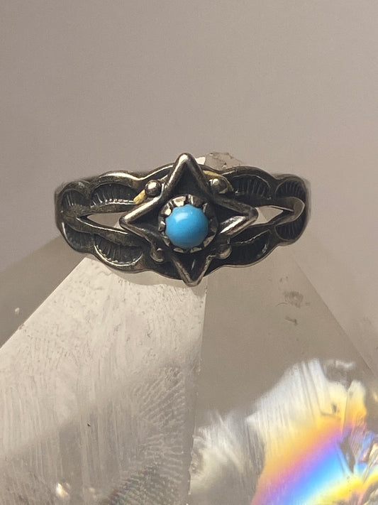 Turquoise ring Bell southwestern long sterling silver women girls baby band