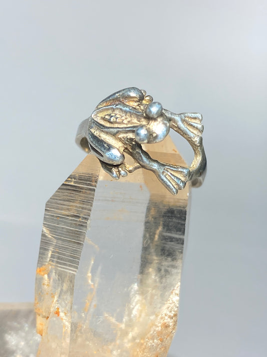Frog Ring Toad Band sterling silver women girls
