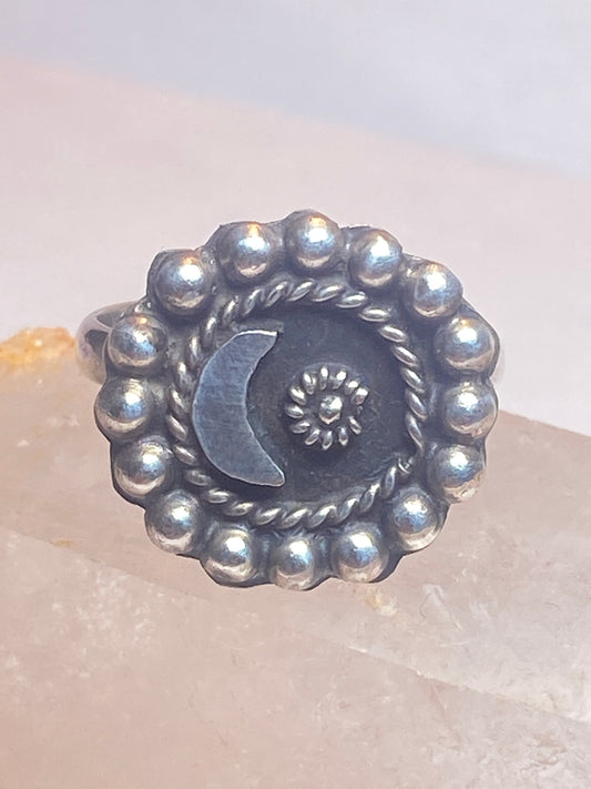 Moon ring size 8.50 brutalist celestial sterling silver women