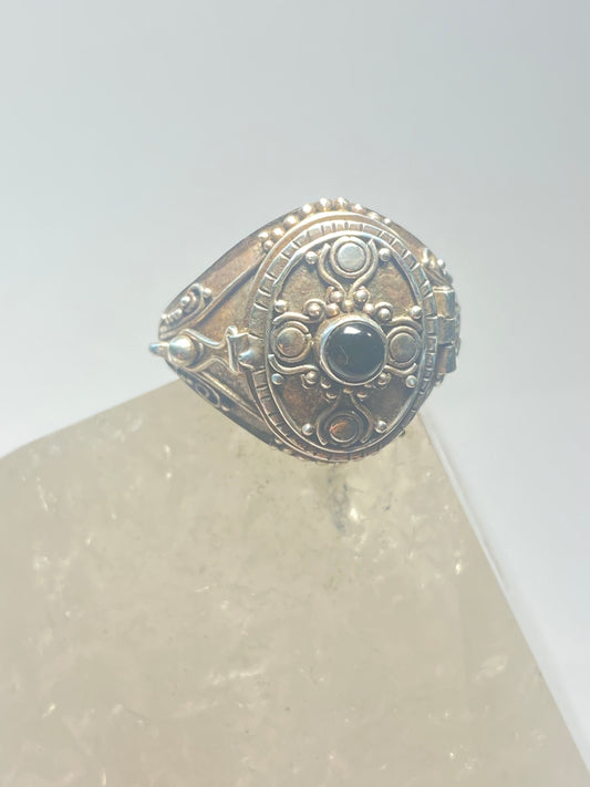 Poison ring size 9 beaded onyx sterling silver women girl
