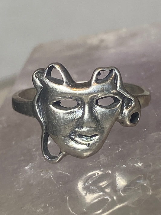 Face mask ring theatrical theater sterling silver women girls