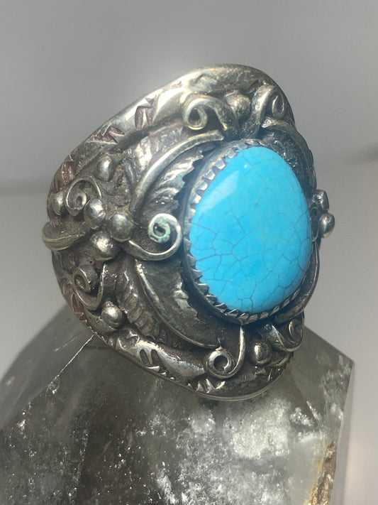 Turquoise ring size 11.75 Navajo southwest sterling silver women men