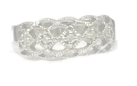 Vintage CZ Ring Cocktail Eternity Sterling Silver Size 9