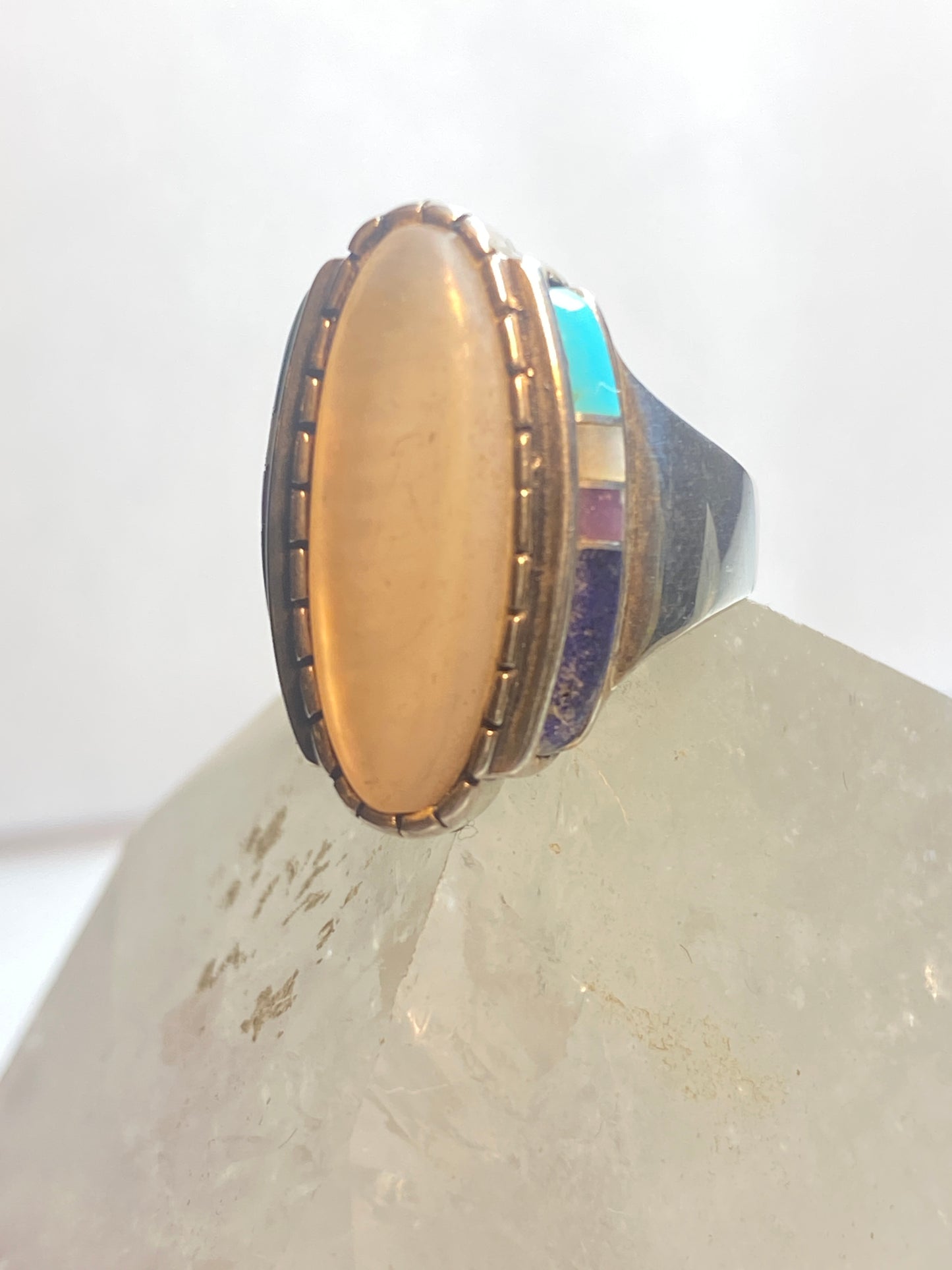 Mother of Pearl ring size 7.75 Carolyn Pollack long southwest band sterling silver women girls