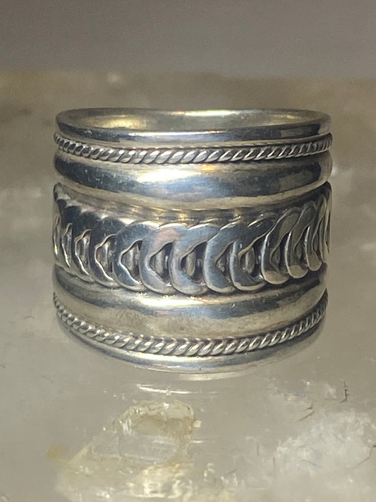 Cigar band ring size 5.25 rope design sterling silver women men