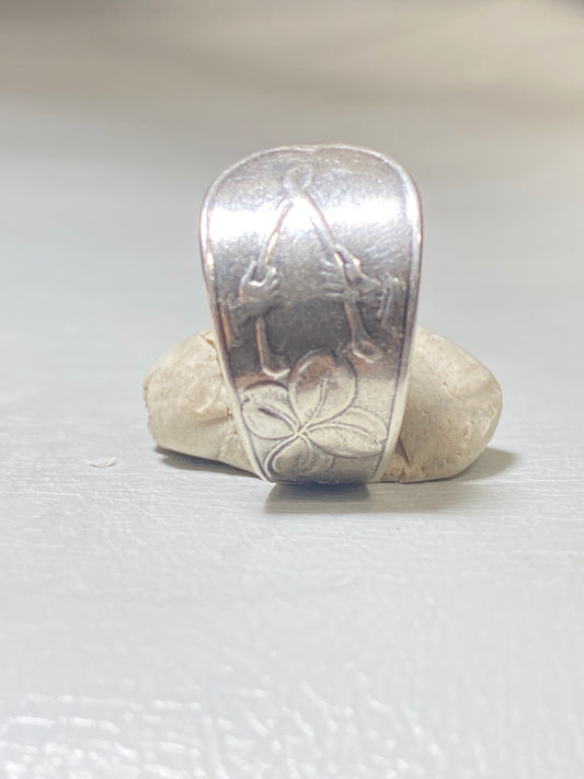 Spoon ring wishbone heart band four leaf clover good luck sterling silver women girls