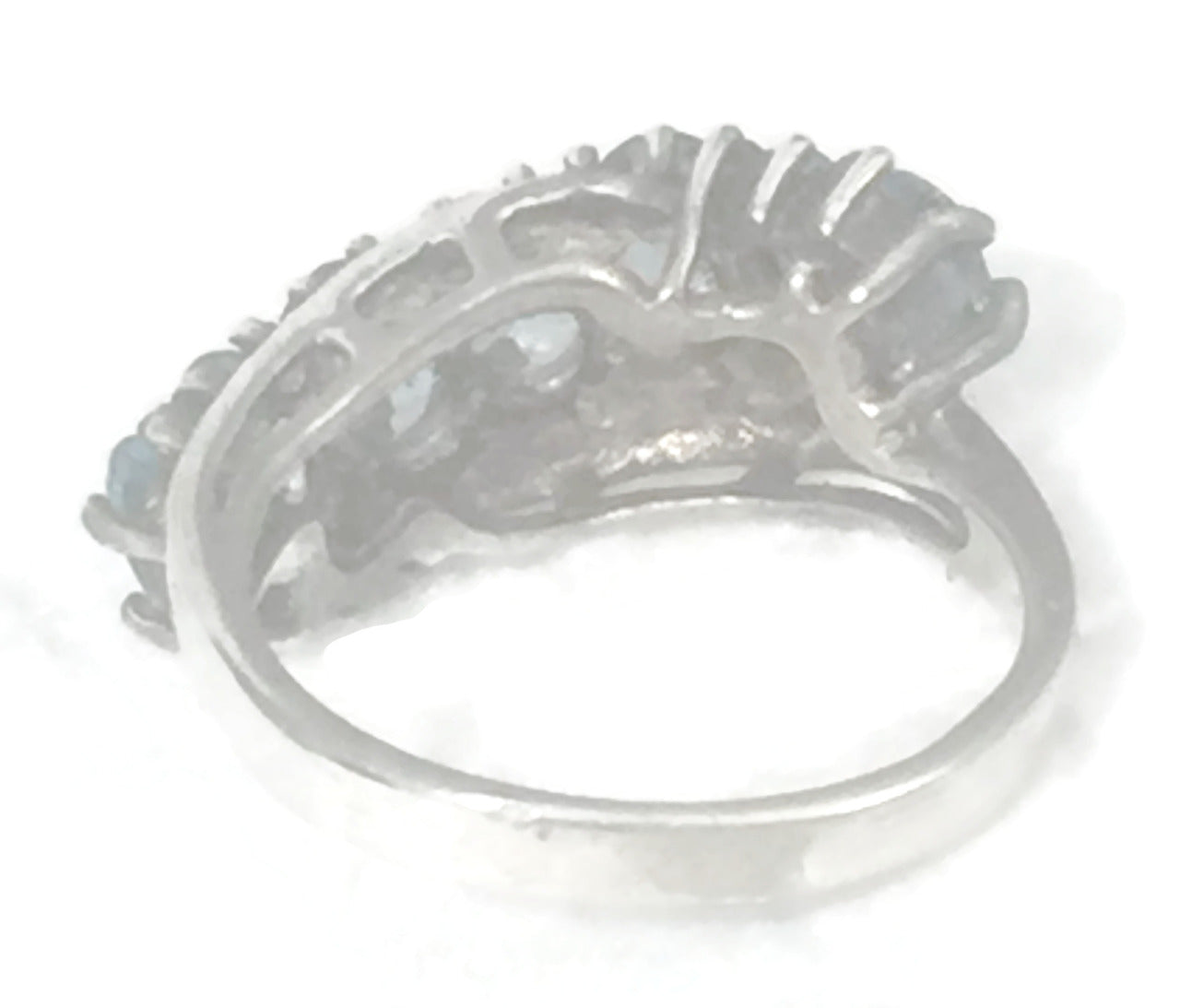 Vintage Blue CZ Ring Cocktail Sterling Silver Size 5.5