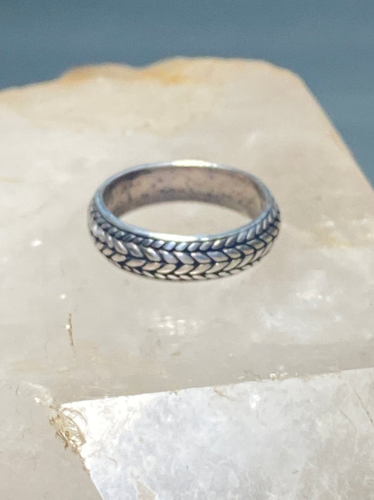 Tire tread size 6.75 ring biker band sterling silver women