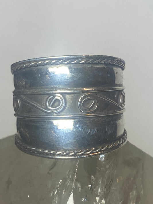 Cigar band size 7.50 spiral ring sterling silver women girls