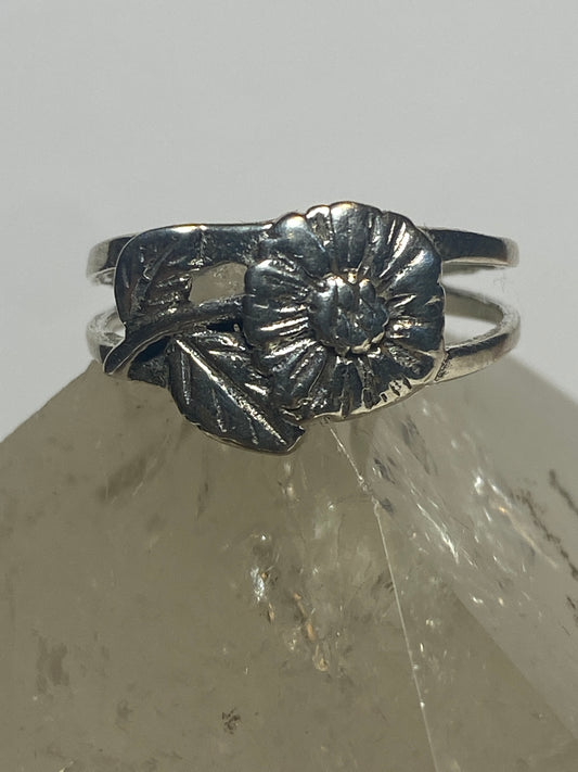 Flower ring floral band sterling silver women girls