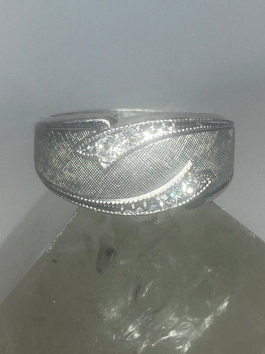 Brushed ring size 7.75 Art Deco influences band sterling silver women girls