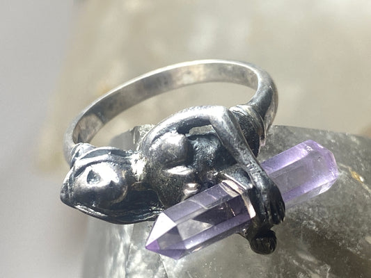 Nude lady ring size 7 with crystal band sterling silver women