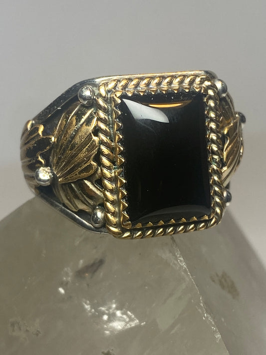 Onyx ring southwest Carolyn Pollack band sterling silver women men