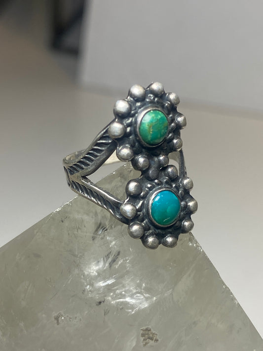 Turquoise ring Sterling silver stampings arrows pinky sterling silver women