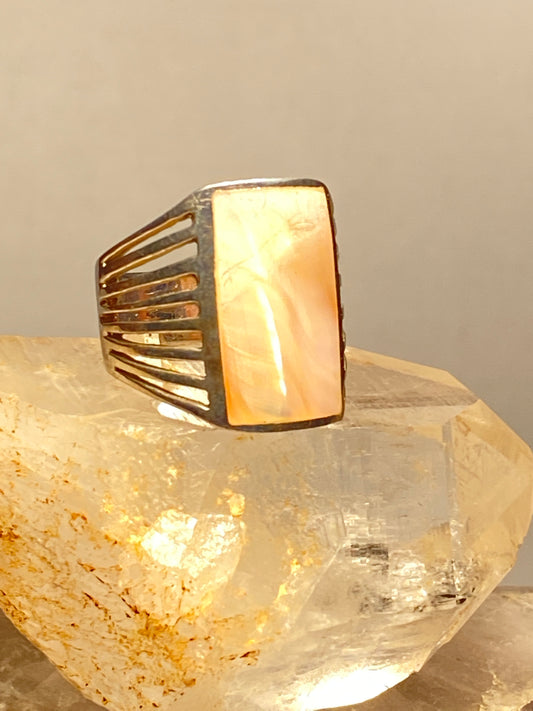 Mother of Pearl ring southwest long sterling silver women
