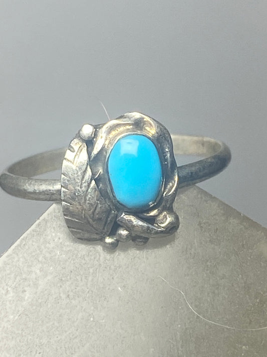 Turquoise ring leaves band southwest sterling silver women girls f
