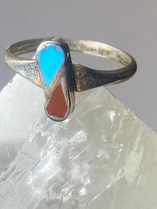 Turquoise coral ring southwest sterling silver women girls u