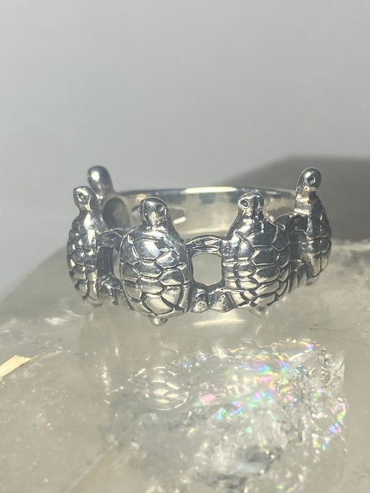 Turtle ring turtles band sterling silver women girls