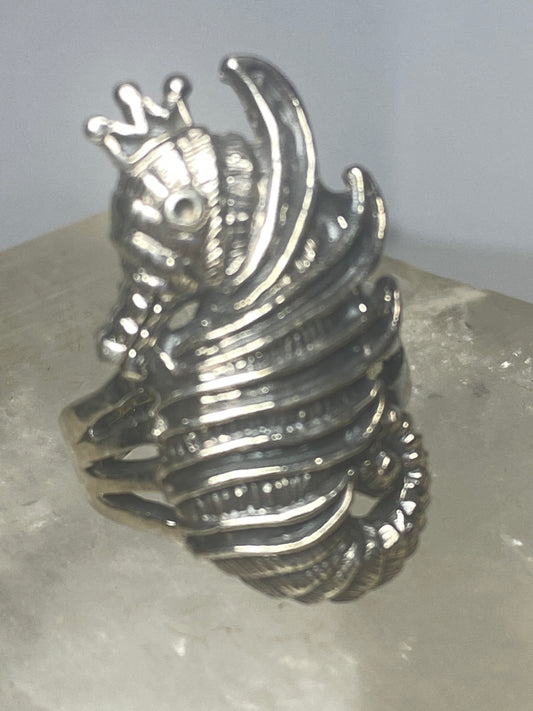 Seahorse ring ocean band sterling silver women girls