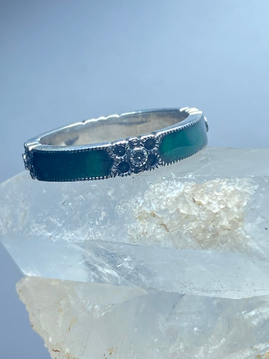 Judith Jack Ring Art Deco Marcasite green stacker Band sterling silver women
